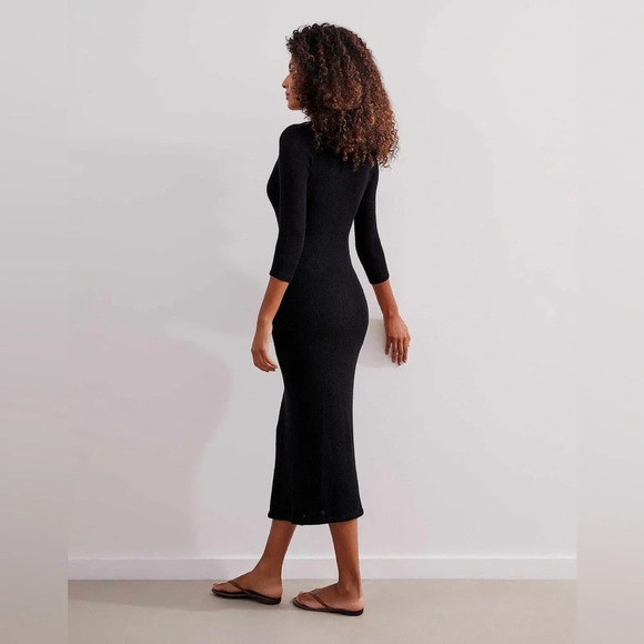 ViX Paula Hermanny Black Ana Mid Length Cover Up Dress Women’s Size S NWT - Picture 2 of 11